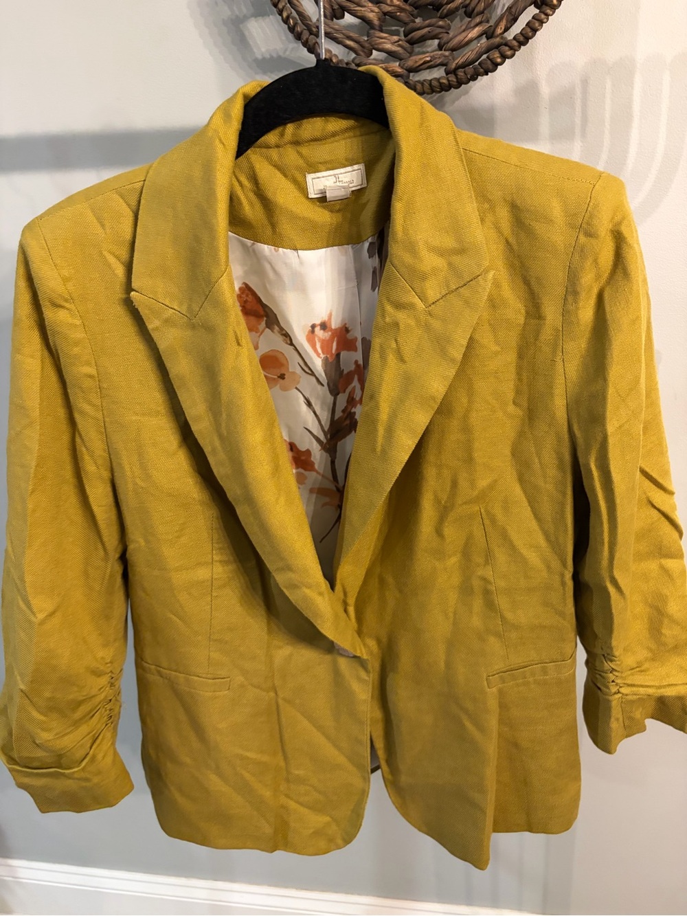 Jules & Leopold Mustard Yellow Linen-Blend Blazer size small